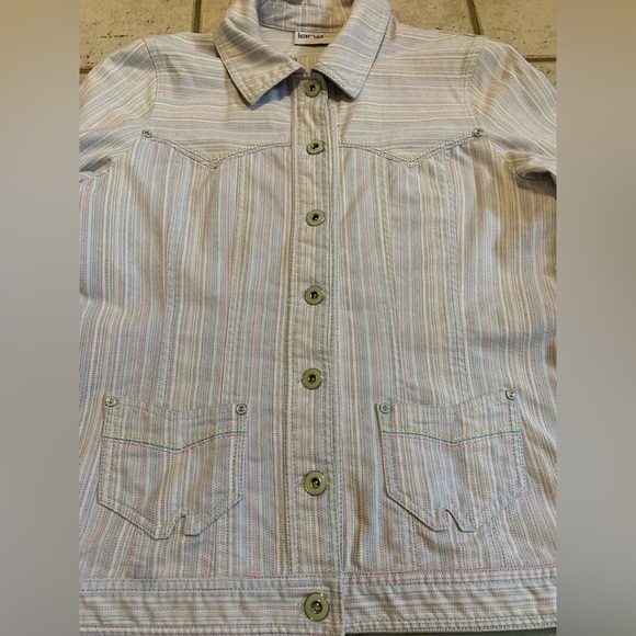 Lana Lee Striped Button-Up Jacket - Size M - Picture 5 of 6